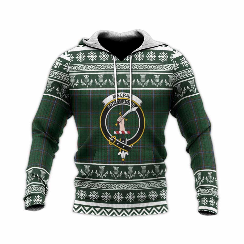 MacRae (McRae) Clan Tartan Christmas Knitted Hoodie with Family Crest - Tartan Vibes Clothing