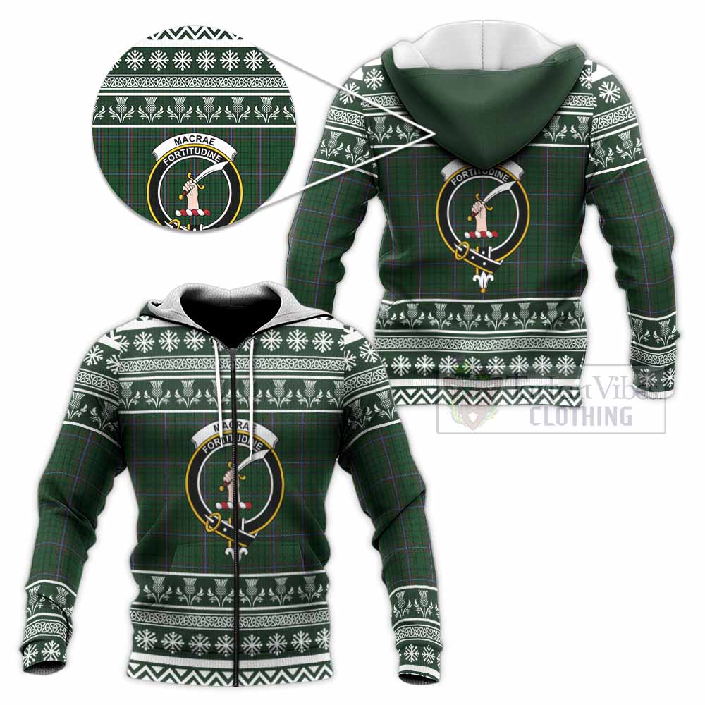 MacRae (McRae) Clan Tartan Christmas Knitted Hoodie with Family Crest - Tartan Vibes Clothing