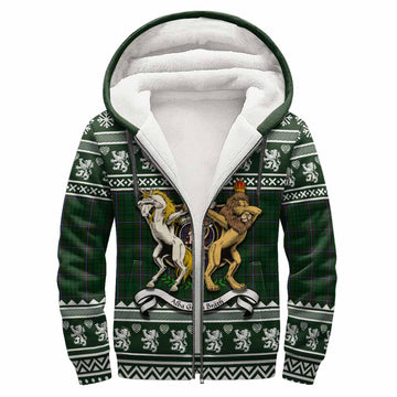 MacRae (McRae) Clan Tartan Crest Christmas Fleece Hoodie Coat of Arms Funny Style