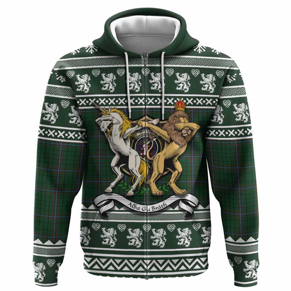 MacRae (McRae) Clan Tartan Crest Christmas Hoodie Coat of Arms Funny Style - Tartan Vibes Clothing