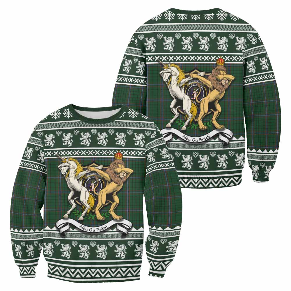 MacRae (McRae) Clan Tartan Crest Christmas Sweatshirt Coat of Arms Funny Style - Tartan Vibes Clothing