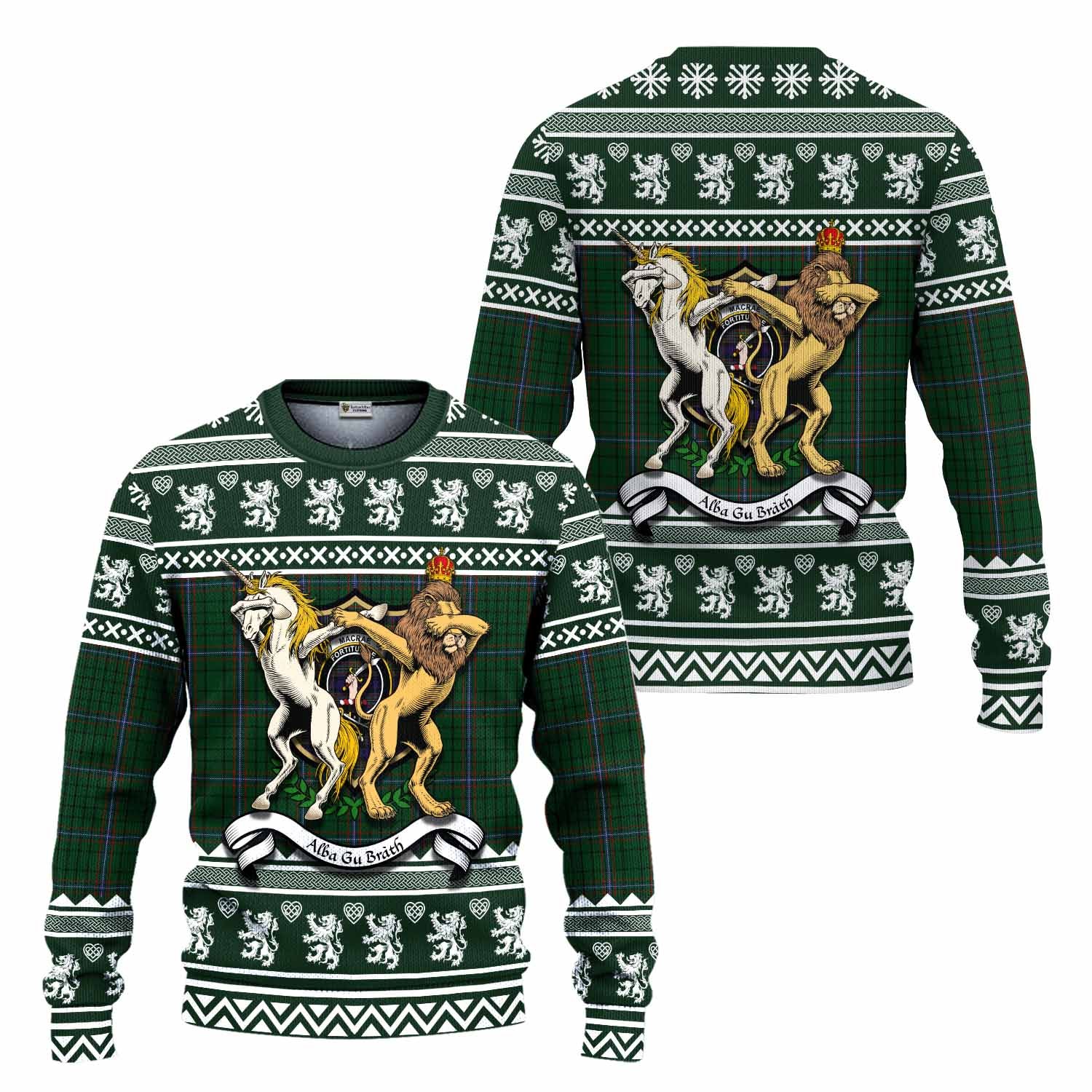 MacRae (McRae) Clan Tartan Crest Christmas Ugly Sweater Coat of Arms Funny Style - Tartan Vibes Clothing