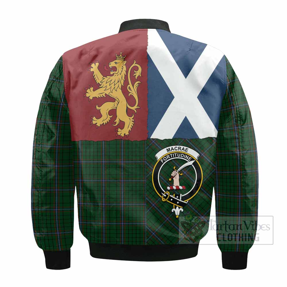 MacRae (McRae) Crest Tartan Bomber Jacket with Lion Rampant Saltire Style