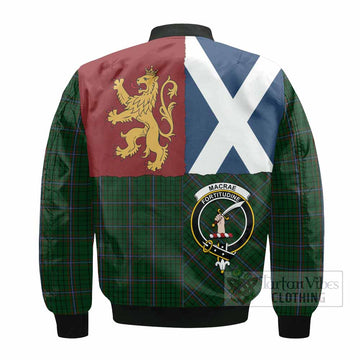 MacRae (McRae) Crest Tartan Bomber Jacket with Lion Rampant Saltire Style