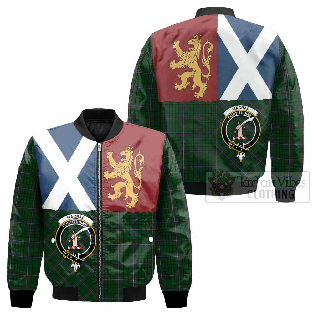 MacRae (McRae) Crest Tartan Bomber Jacket with Lion Rampant Saltire Style