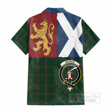 MacRae (McRae) Crest Tartan Cotton Hawaiian Shirt with Lion Rampant Saltire Style