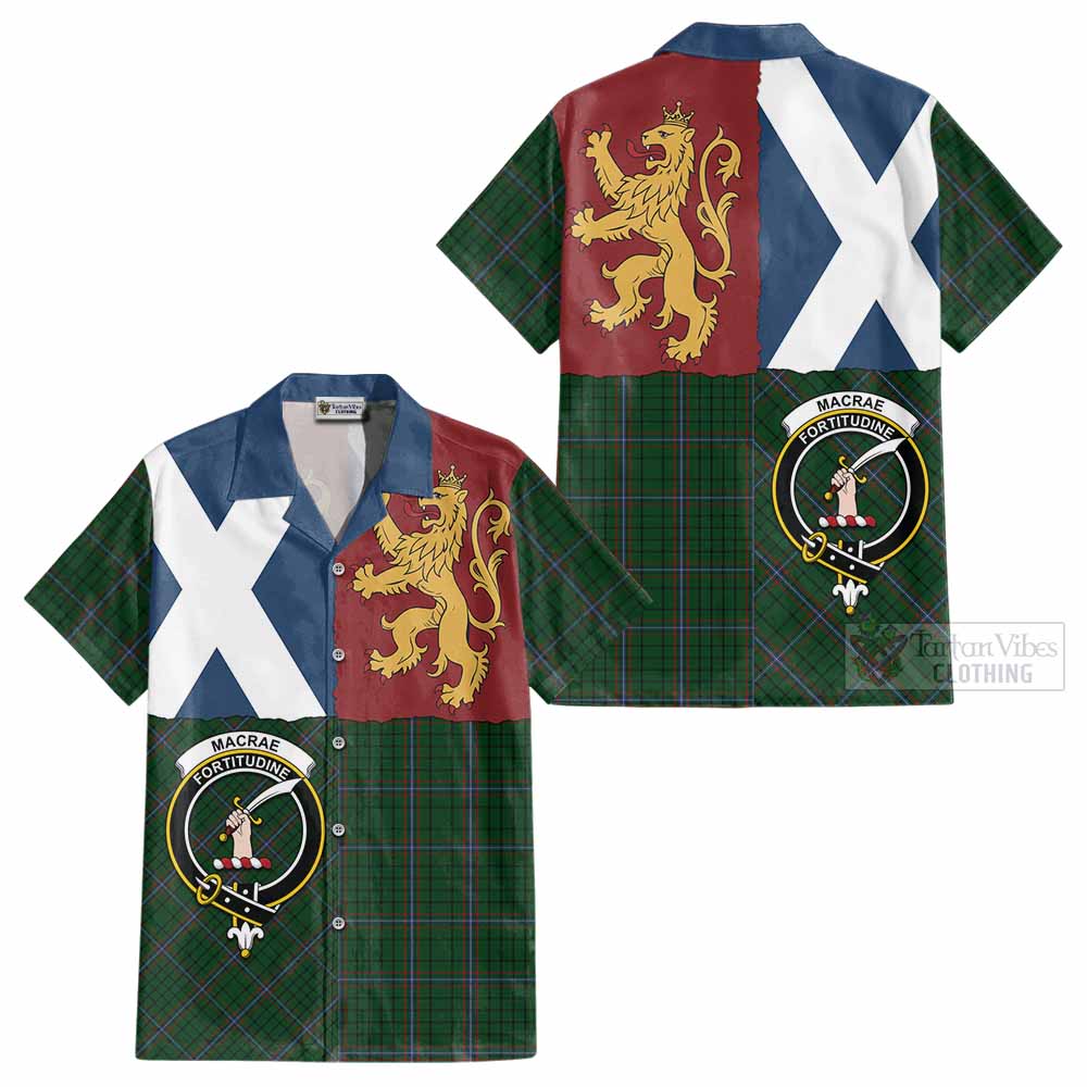 MacRae (McRae) Crest Tartan Cotton Hawaiian Shirt with Lion Rampant Saltire Style - Tartan Vibes Clothing