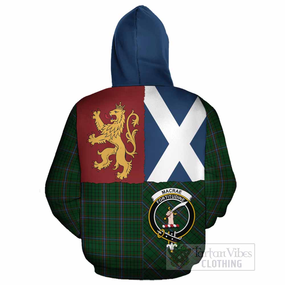 MacRae (McRae) Crest Tartan Cotton Hoodie with Lion Rampant Saltire Style - Tartan Vibes Clothing