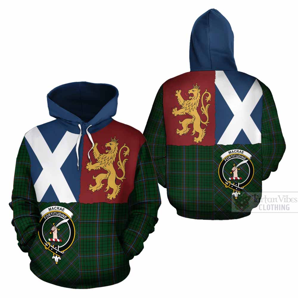 MacRae (McRae) Crest Tartan Cotton Hoodie with Lion Rampant Saltire Style - Tartan Vibes Clothing