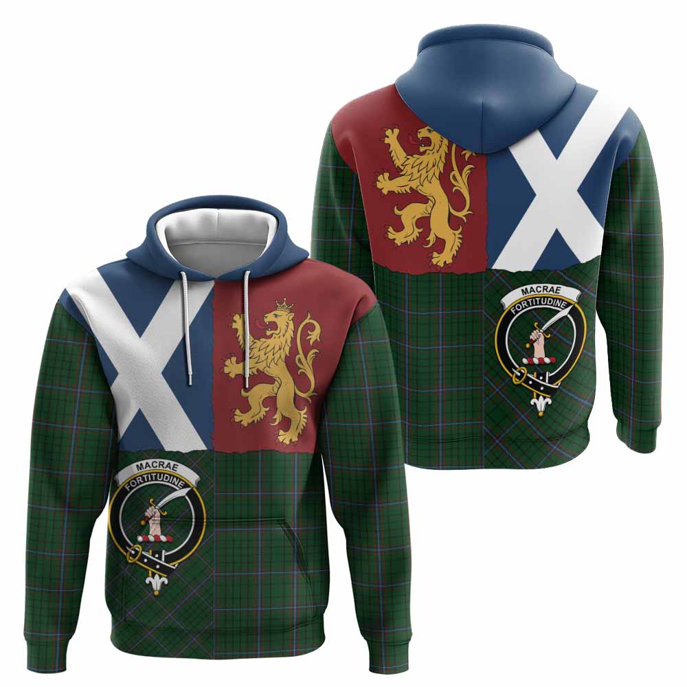 MacRae (McRae) Crest Tartan Hoodie with Lion Rampant Saltire Style