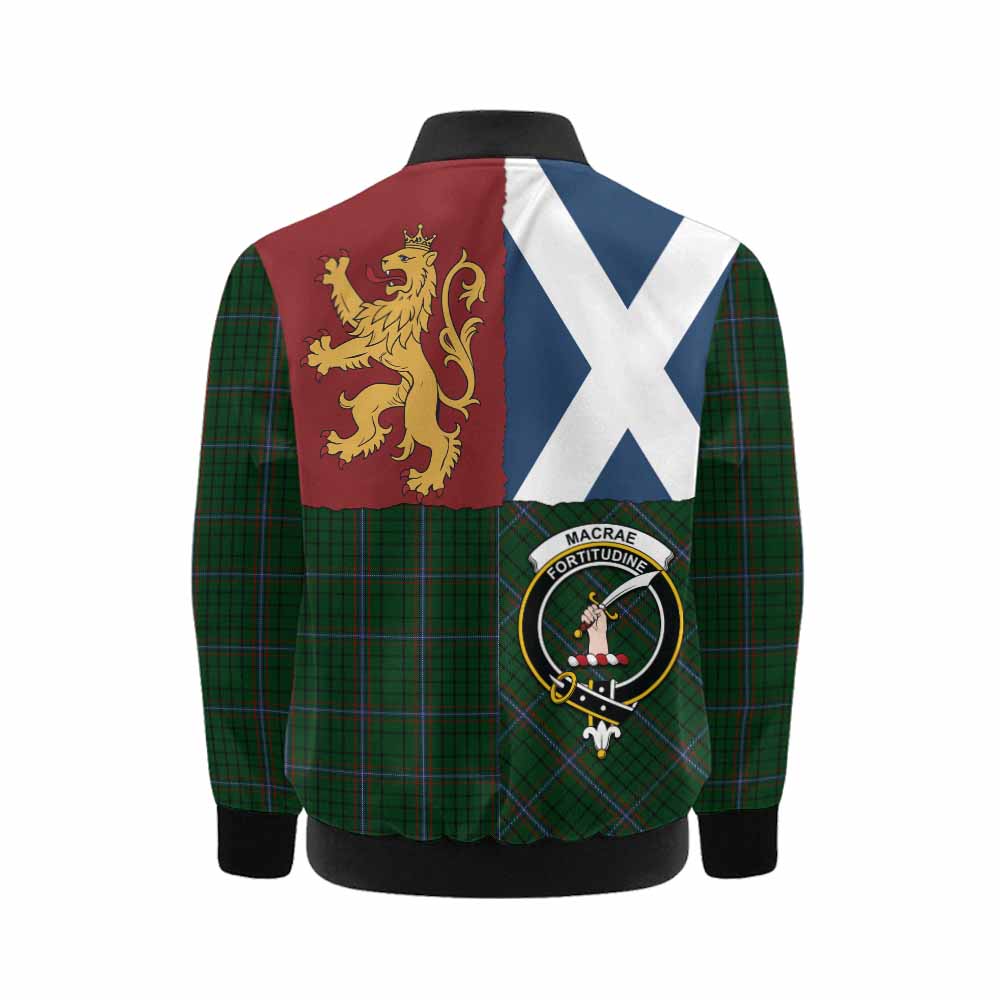 MacRae (McRae) Crest Tartan Kid Bomber Jacket with Lion Rampant Saltire Style - Tartan Vibes Clothing