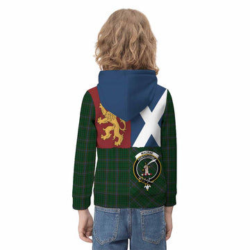 MacRae (McRae) Crest Tartan Kid Hoodie with Lion Rampant Saltire Style