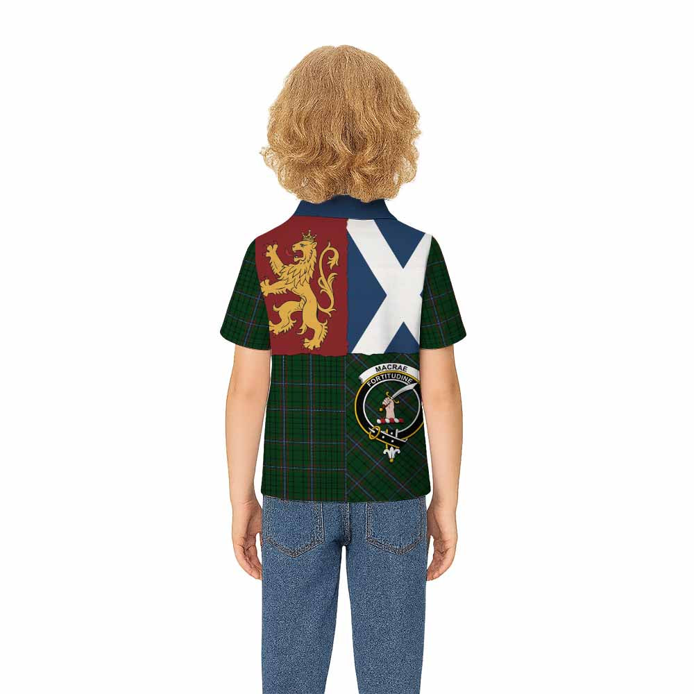 MacRae (McRae) Crest Tartan Kid Polo Shirt with Lion Rampant Saltire Style - Tartan Vibes Clothing
