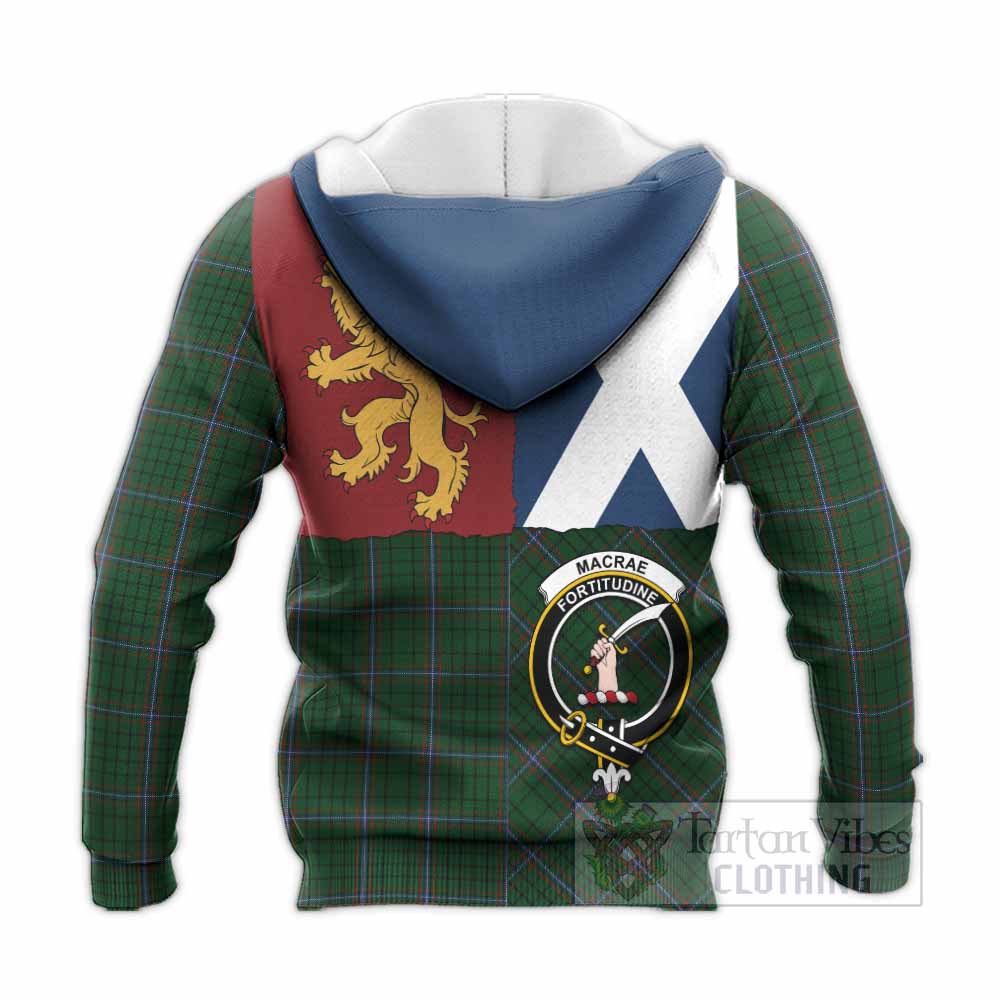 MacRae (McRae) Crest Tartan Knitted Hoodie with Lion Rampant Saltire Style