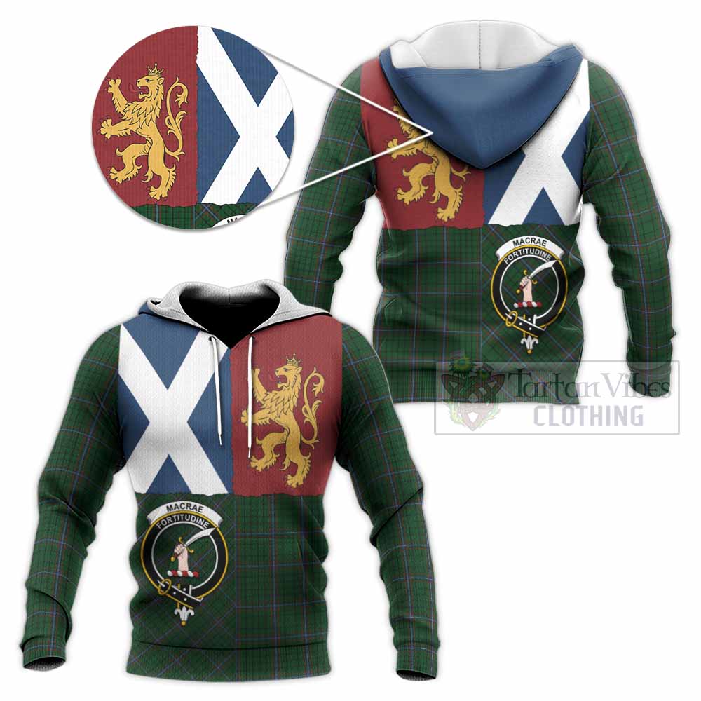 MacRae (McRae) Crest Tartan Knitted Hoodie with Lion Rampant Saltire Style