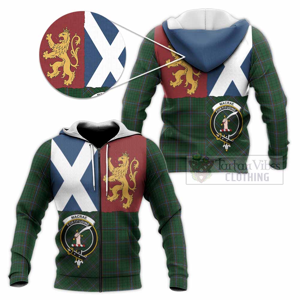 MacRae (McRae) Crest Tartan Knitted Hoodie with Lion Rampant Saltire Style