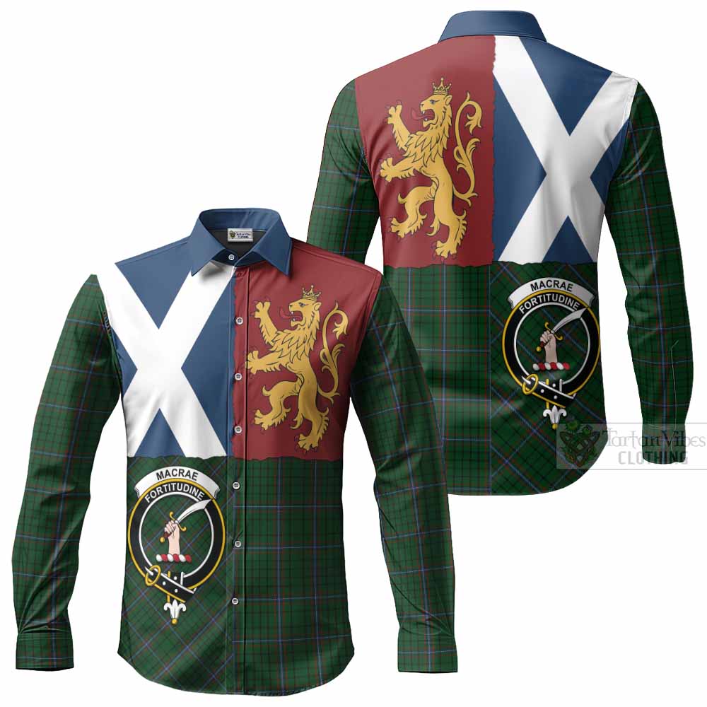 MacRae (McRae) Crest Tartan Long Sleeve Button Shirts with Lion Rampant Saltire Style