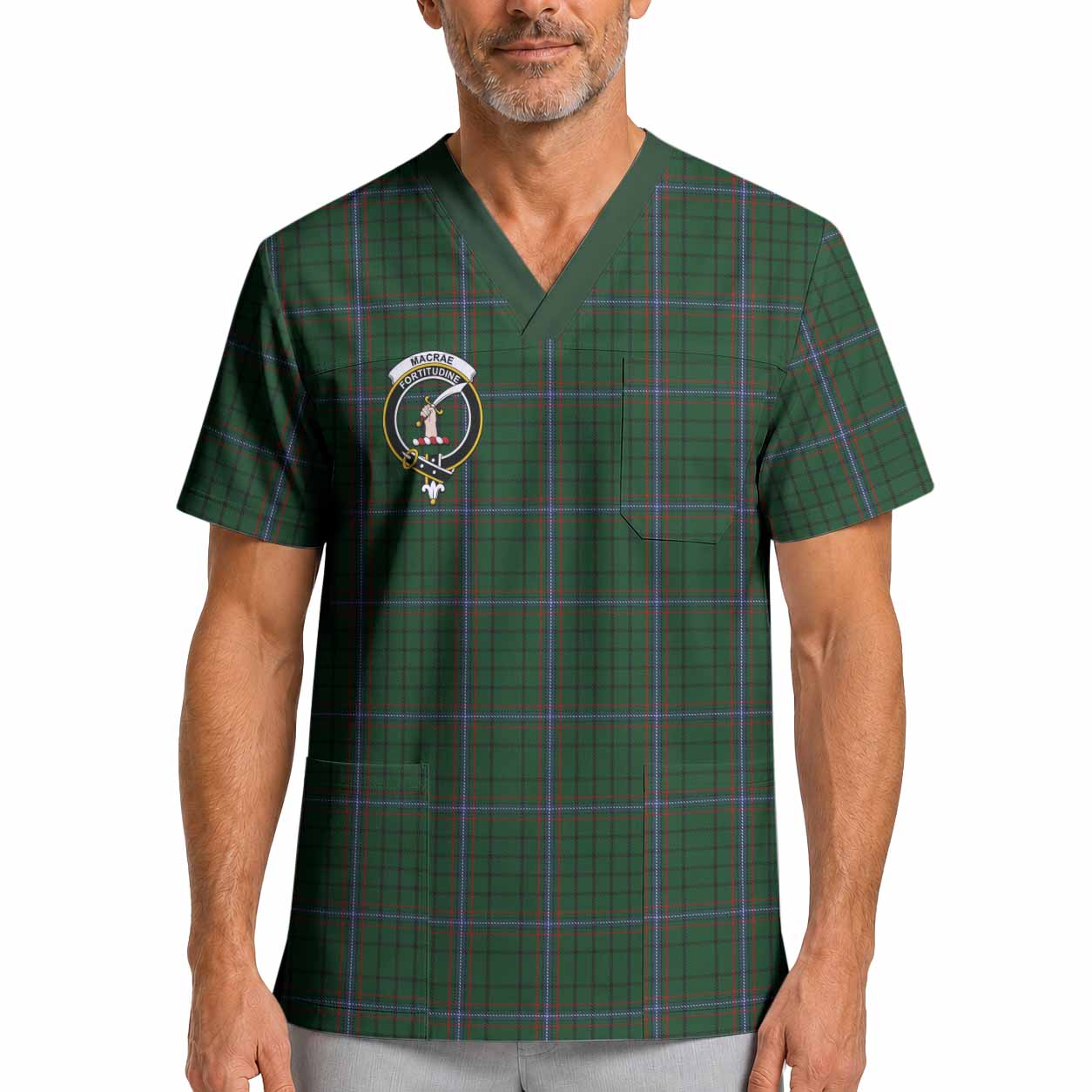 MacRae (McRae) Crest Tartan Scrub Top XL - Tartan Vibes Clothing
