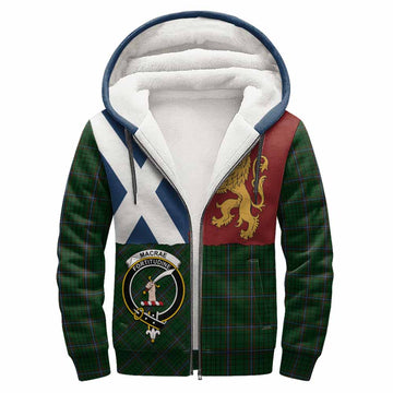 MacRae (McRae) Crest Tartan Sherpa Hoodie with Lion Rampant Saltire Style