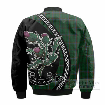 MacRae (McRae) Family Crest Tartan Bomber Jacket Alba Thistle Inspired