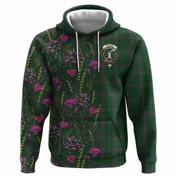 MacRae (McRae) Family Crest Tartan Hoodie Scottish Thistle Flower Pattern Half Style