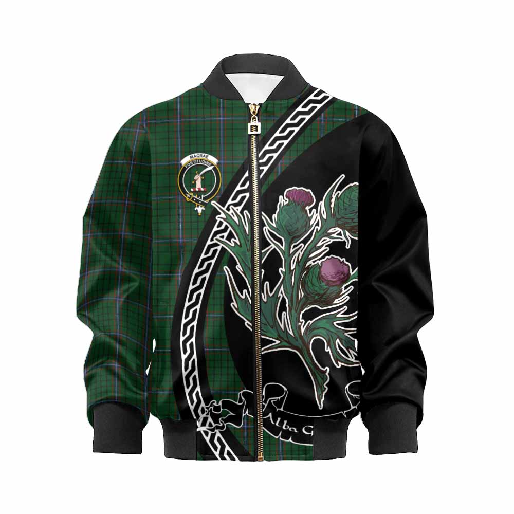 MacRae (McRae) Family Crest Tartan Kid Bomber Jacket Alba Thistle Inspired - Tartan Vibes Clothing
