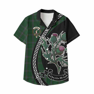 MacRae (McRae) Family Crest Tartan Kid Hawaiian Shirt Alba Thistle Inspired