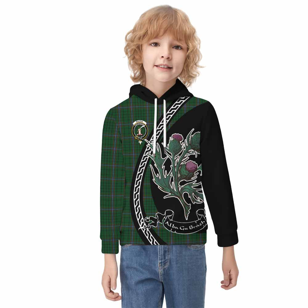 MacRae (McRae) Family Crest Tartan Kid Hoodie Alba Thistle Inspired - Tartan Vibes Clothing