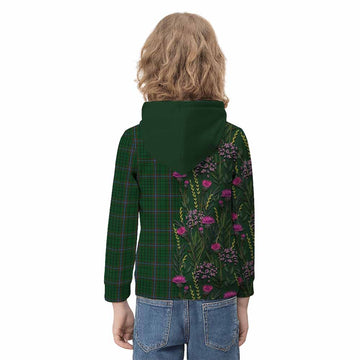 MacRae (McRae) Family Crest Tartan Kid Hoodie Scottish Thistle Flower Pattern Half Style