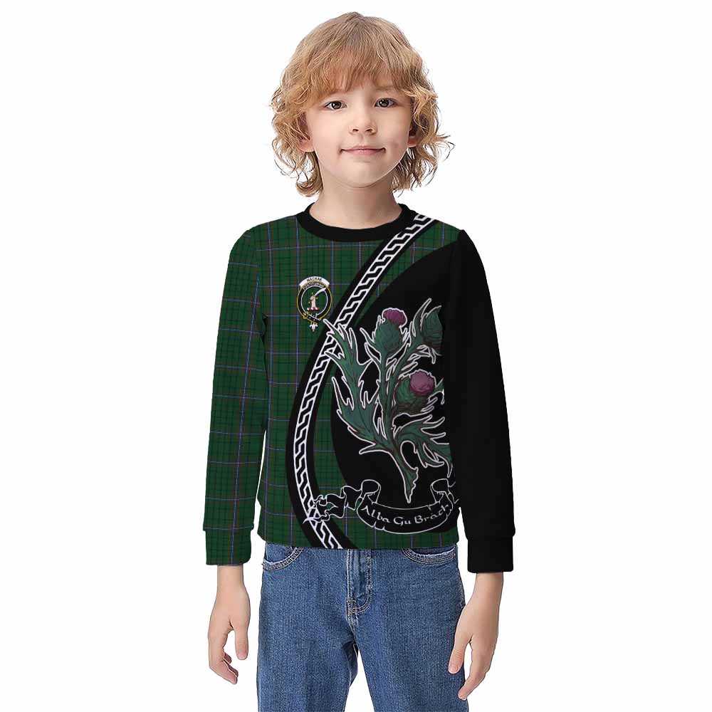 MacRae (McRae) Family Crest Tartan Kid Knitted Sweatshirt Alba Thistle Inspired - Tartan Vibes Clothing