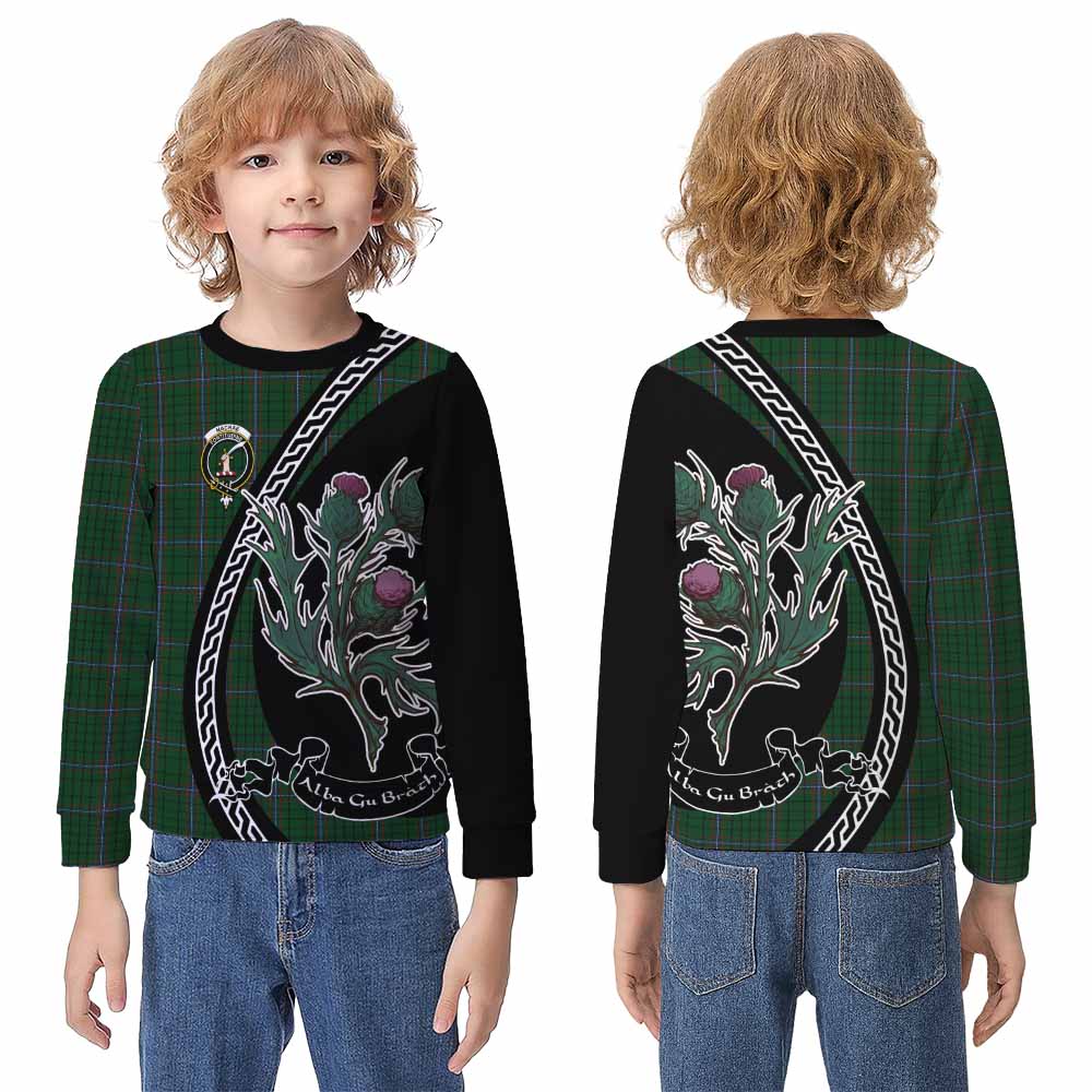 MacRae (McRae) Family Crest Tartan Kid Knitted Sweatshirt Alba Thistle Inspired - Tartan Vibes Clothing