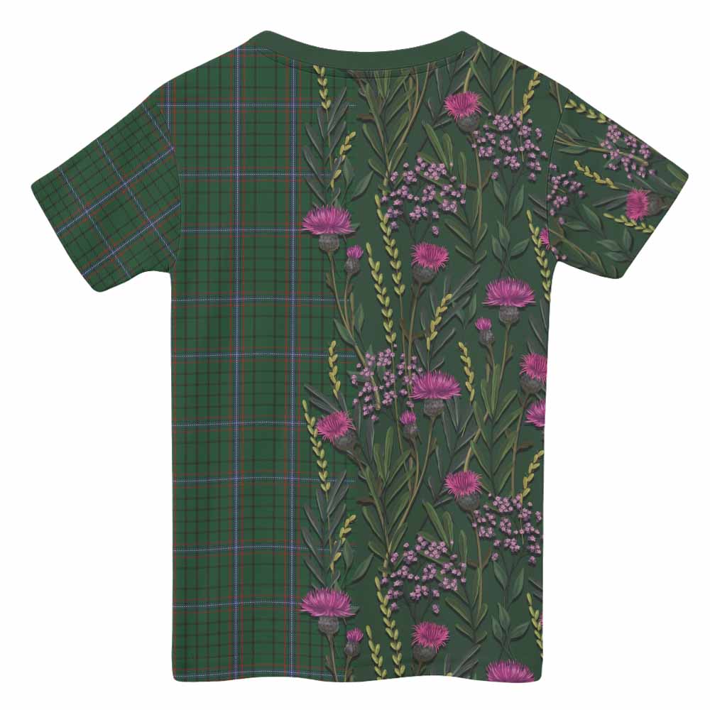MacRae (McRae) Family Crest Tartan Kid T-shirt Scottish Thistle Flower Pattern Half Style - Tartan Vibes Clothing