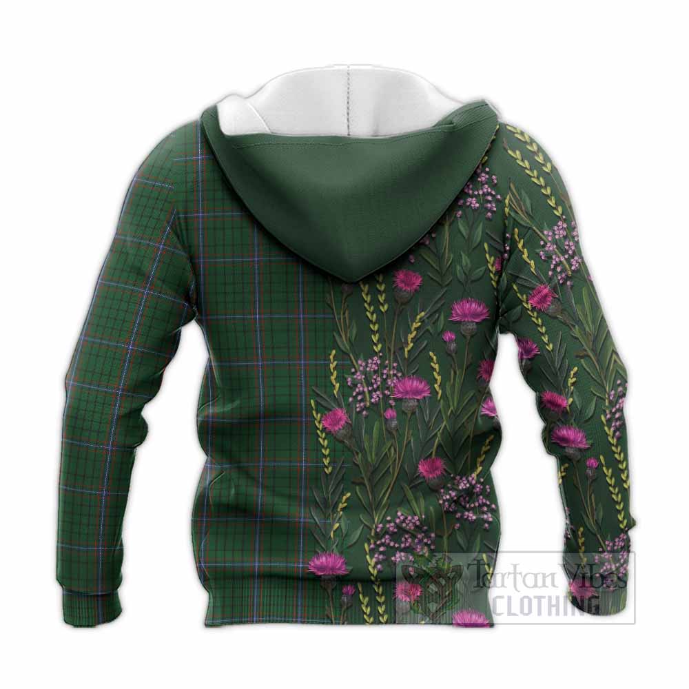 MacRae (McRae) Family Crest Tartan Knitted Hoodie Scottish Thistle Flower Pattern Half Style - Tartan Vibes Clothing