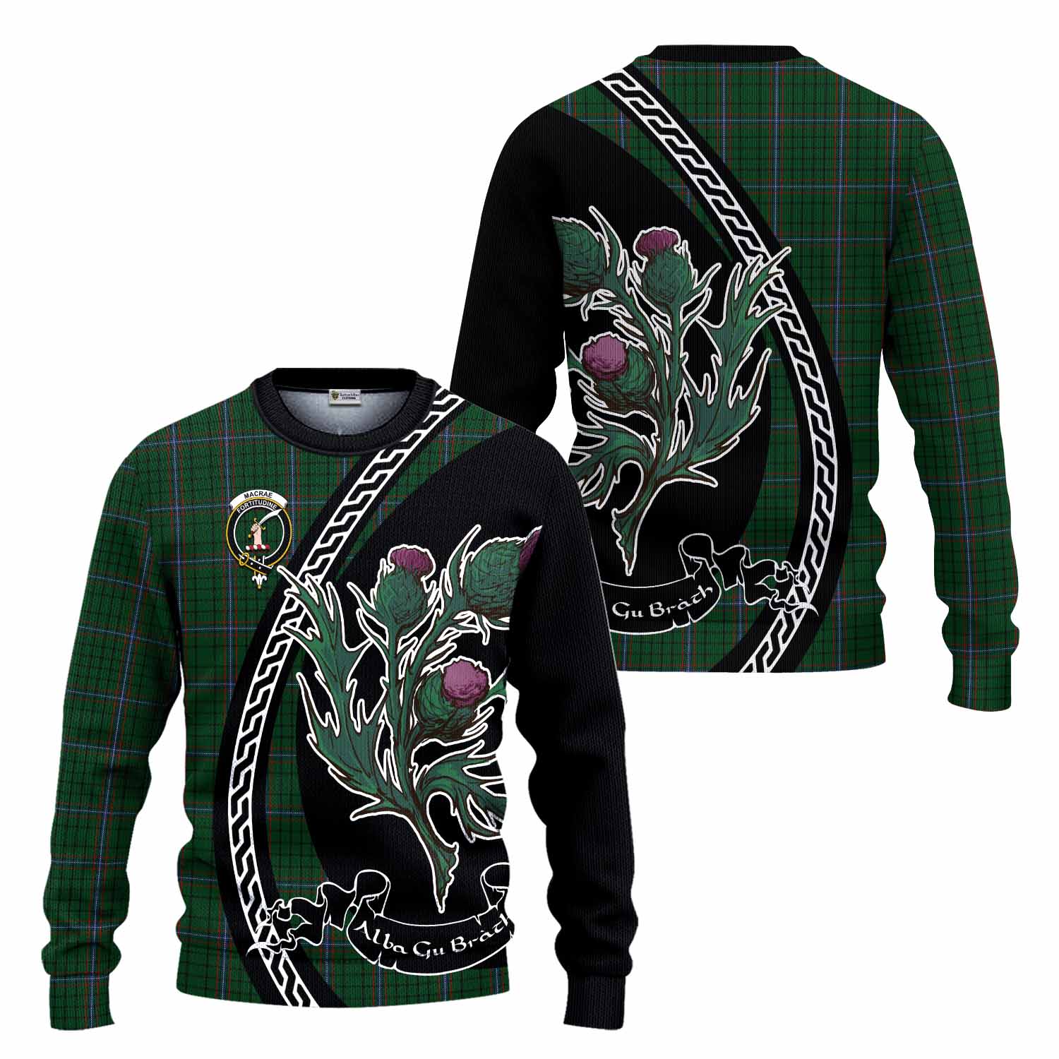 MacRae (McRae) Family Crest Tartan Knitted Sweater Alba Thistle Inspired - Tartan Vibes Clothing