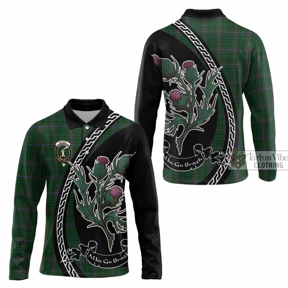 MacRae (McRae) Family Crest Tartan Long Sleeve Polo Shirt Alba Thistle Inspired - Tartan Vibes Clothing