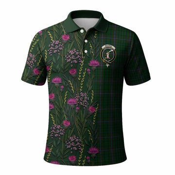 MacRae (McRae) Family Crest Tartan Polo Shirt Scottish Thistle Flower Pattern Half Style