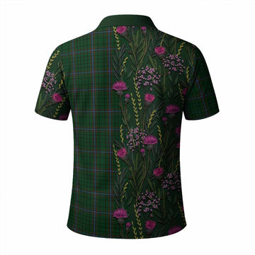 MacRae (McRae) Family Crest Tartan Polo Shirt Scottish Thistle Flower Pattern Half Style