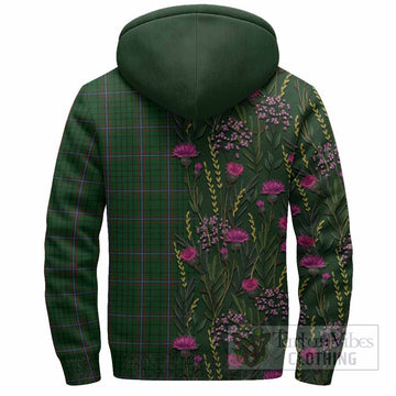 MacRae (McRae) Family Crest Tartan Sherpa Hoodie Scottish Thistle Flower Pattern Half Style