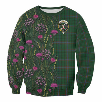 MacRae (McRae) Family Crest Tartan Sweatshirt Scottish Thistle Flower Pattern Half Style