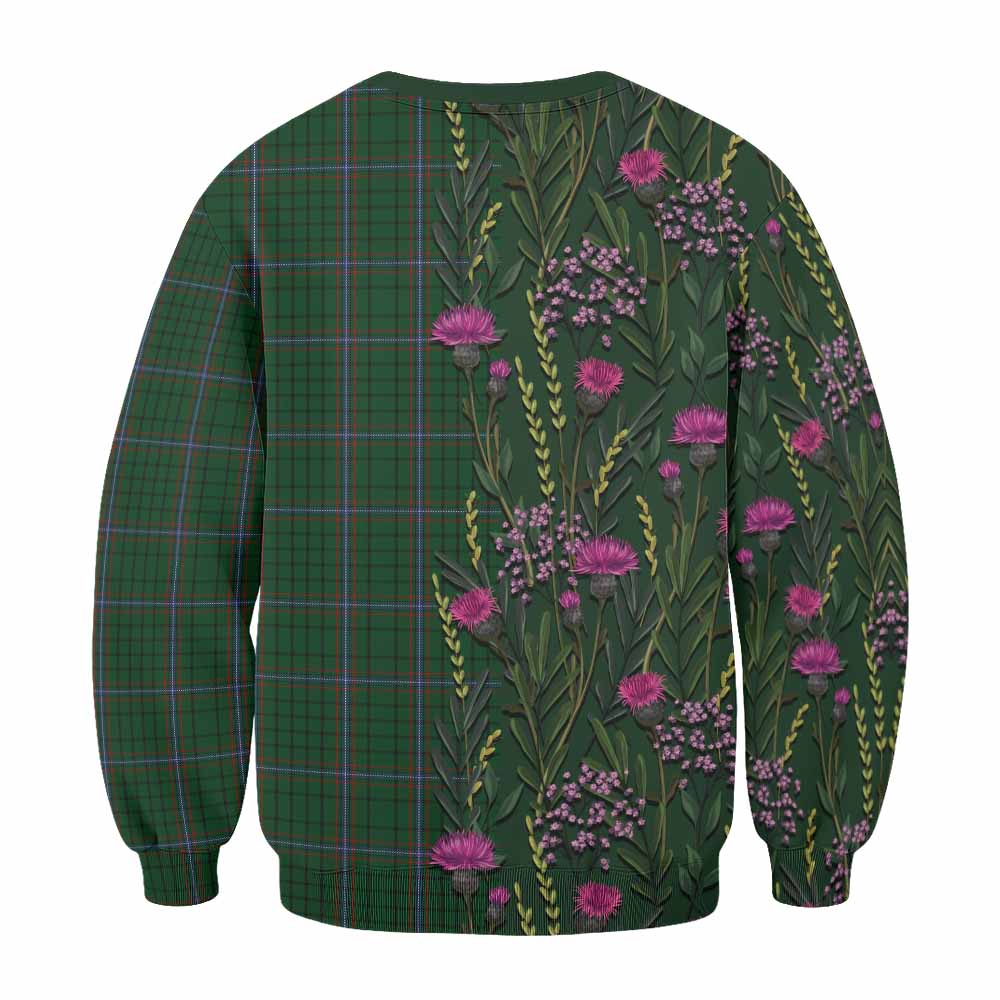 MacRae (McRae) Family Crest Tartan Sweatshirt Scottish Thistle Flower Pattern Half Style - Tartan Vibes Clothing