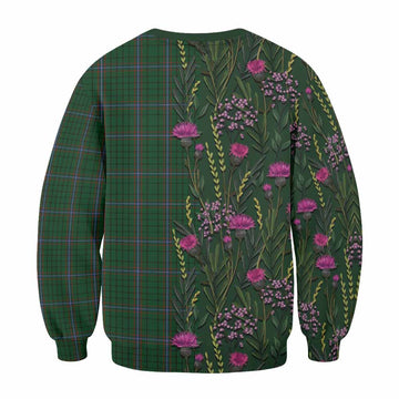 MacRae (McRae) Family Crest Tartan Sweatshirt Scottish Thistle Flower Pattern Half Style