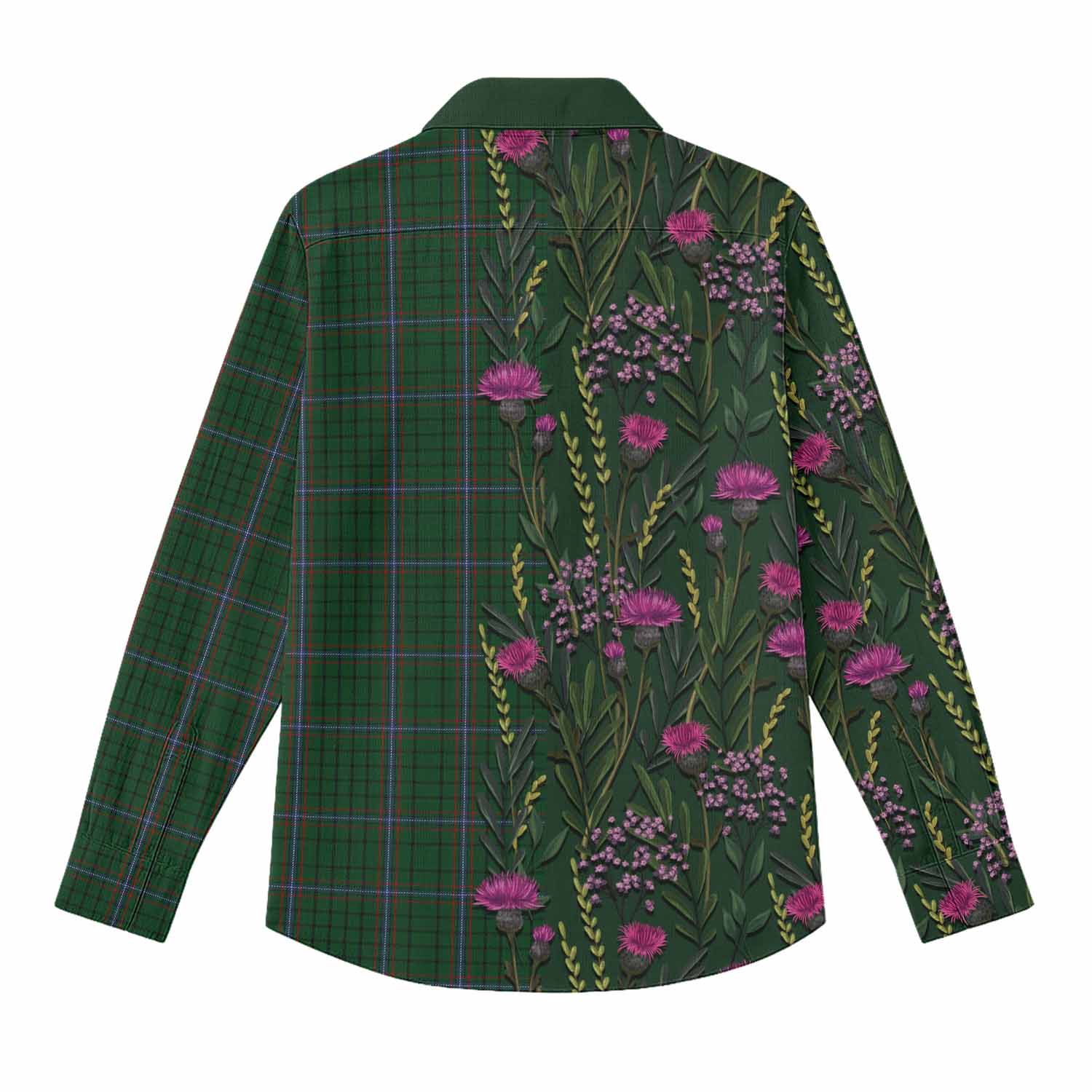 MacRae (McRae) Family Crest Tartan Women Casual Shirt Scottish Thistle Flower Pattern Half Style - Tartan Vibes Clothing