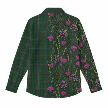 MacRae (McRae) Family Crest Tartan Women Casual Shirt Scottish Thistle Flower Pattern Half Style - Tartan Vibes Clothing