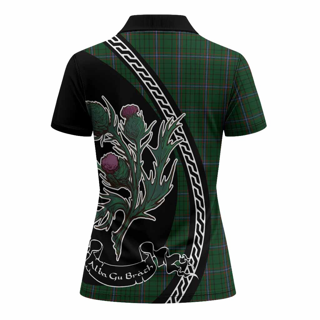 MacRae (McRae) Family Crest Tartan Women Polo Shirt Alba Thistle Inspired - Tartan Vibes Clothing