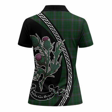 MacRae (McRae) Family Crest Tartan Women Polo Shirt Alba Thistle Inspired