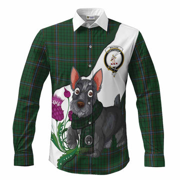 MacRae (McRae) Scottish Terrier Tartan Crest Long Sleeve Button Shirts Thistle Heritage Art