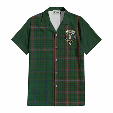 MacRae (McRae) Tartan Accent Cotton Hawaiian Shirt with Family Crest