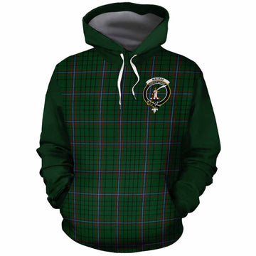 MacRae (McRae) Tartan Accent Cotton Hoodie with Family Crest