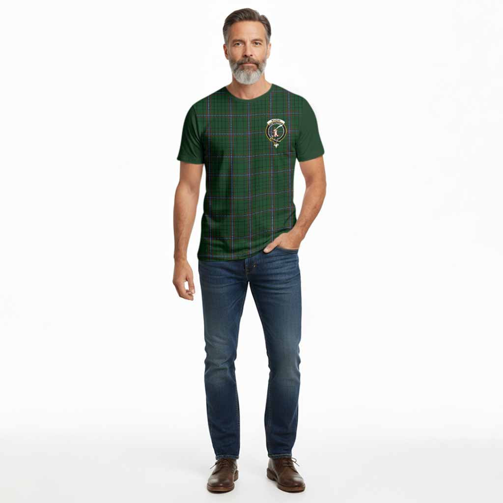 MacRae (McRae) Tartan Accent Cotton T-shirt with Family Crest