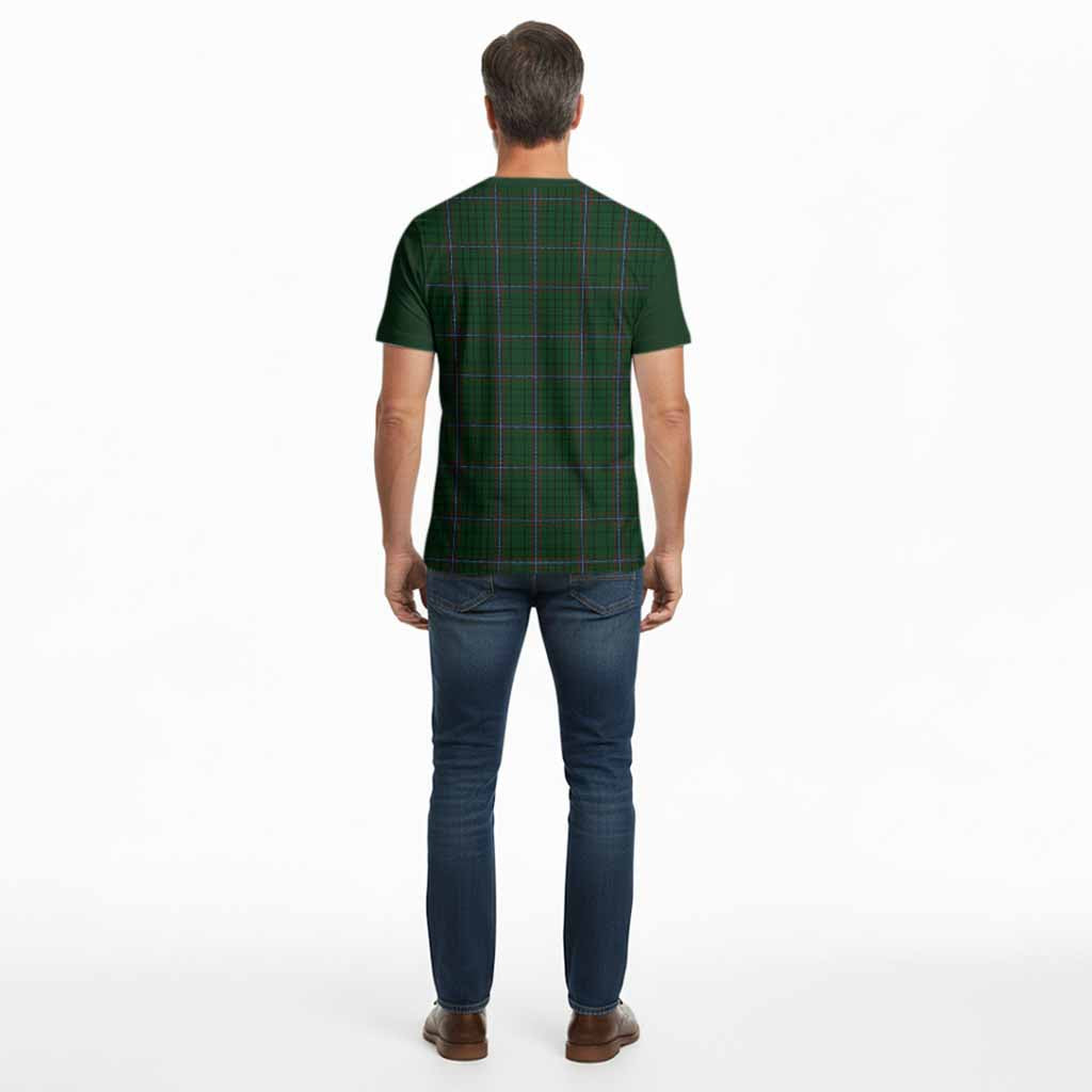 MacRae (McRae) Tartan Accent Cotton T-shirt with Family Crest
